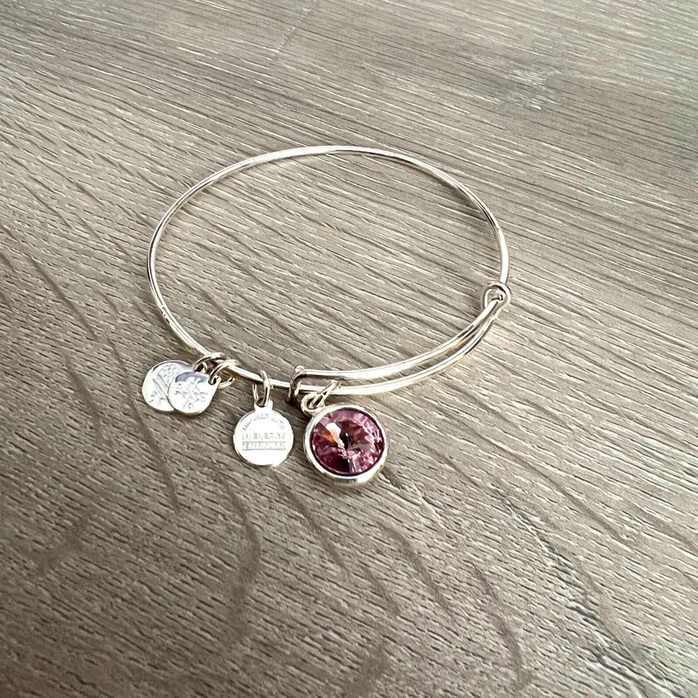 Alex and Ani October Pink Birthstone Silver Bracelet